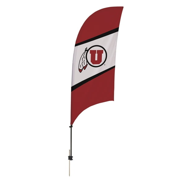 Utah Utes 7.5' College Sports Printed Feather Flag with Spike Base - NCAA Licensed - Super Polyester - School Banner (Red, White, Black)