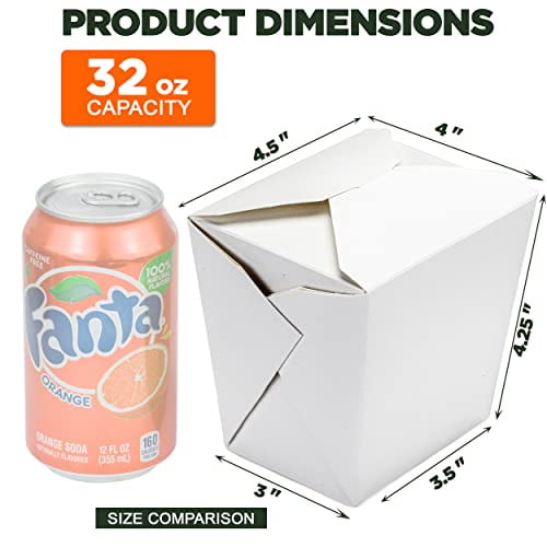 [450 Pack] Chinese Take Out Boxes - 26 oz Plain White Chinese Food  Containers for To Go Asian Meals - Chinese Food Boxes for Noodles, Rice -  Takeout
