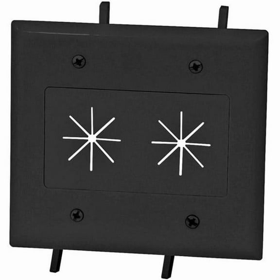 2-Gang Cable Plate with Flexible Opening - Black -