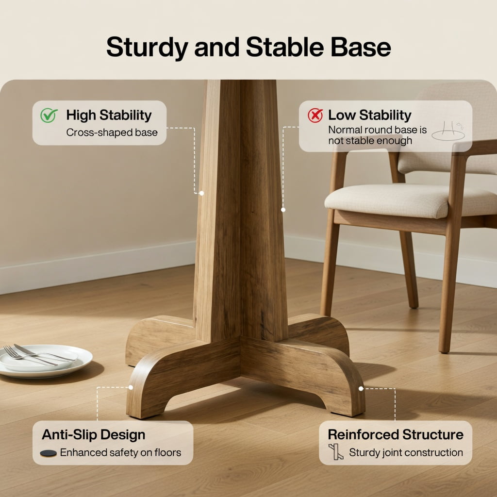 Hommoo 23.6 Inch Round Dining Table for 2, Modern Compact Wood Top Pedestal Table for Small Spaces, Apartments, Cafes & Home Kitchens, Walnut