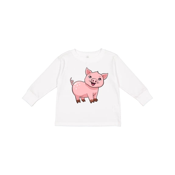 Inktastic Cute Pig Boys or Girls Long Sleeve Toddler T-Shirt