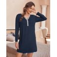 thumbnail image 4 of Ekouaer Women's Nightshirt Long Sleeve Button Down Nightgown V-Neck Sleepwear Pajama Dress, 4 of 6