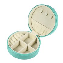 Unique Bargains Portable Round Jewelry Box Jewelry Organizer Box for Travel for Trip Green 1 Pc