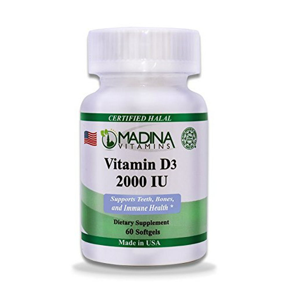 Madina Vitamins Vitamin D3 2000 IU Softgels, Maintains Healthy Vitamin