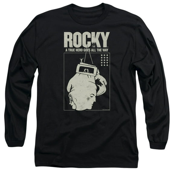 Rocky The Hero Long Sleeve Adult 18/1 T-Shirt Black
