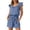 Blue, variant on Women's Summer Sleeveless Shorts Jumpsuit | Elegant Front Tie Round Neck Jumpsuit with Pockets & Lace Trim - Casual for Daily Getaways