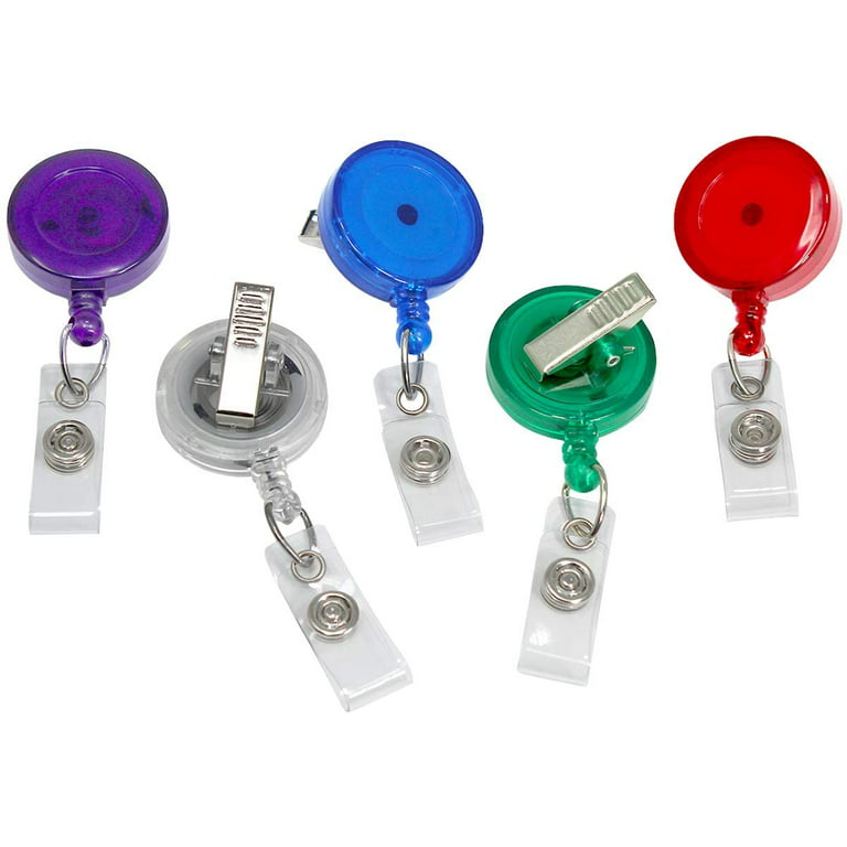 25 Pack - Translucent Retractable ID Badge Reels with Alligator Swivel Clip  by Specialist ID (Assorted Colors) 