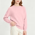 thumbnail image 5 of SGFCWSX Girls Sweaters Basic Crewneck Soft Lightweight Casual Relaxed Fit Long Sleeve Pullover for Kids Pink Size 14, 5 of 10