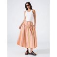 thumbnail image 6 of Multicolor Striped Tiered Midi Skirt For Women, Casual Flowing A-Line Skirt With Elastic Waist, 6 of 7
