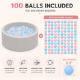 thumbnail image 4 of BEEPRINCESS Ball Pit with 100 Balls for Infants & Toddlers Ages 1-3 - Soft Memory Foam, Round Shape, 35" x 12", Gray, 4 of 9