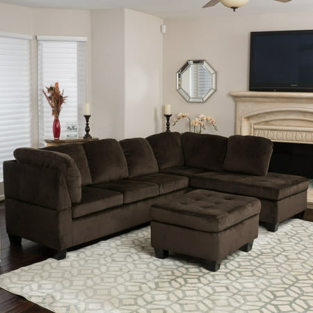 Noble House Harrison 3 Piece Fabric Sectional Sofa (Best Corner Sofa Set Designs)