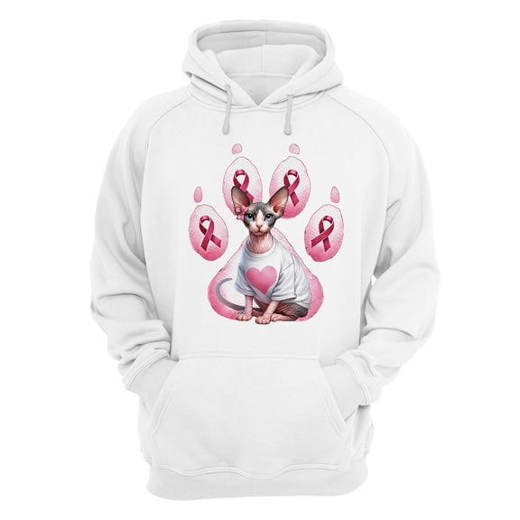 Faith Love Hope Sphynx Breast Cancer Awareness Survivor Hoodie Unisex Merch Hoodies Cat Lover Kitten Owner Gifts Idea - 02017