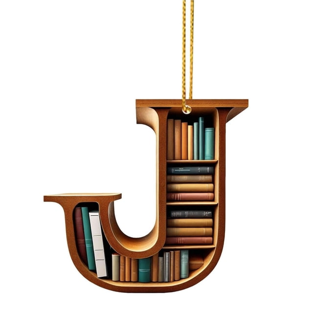 DJN Hangs 26 Letters Christmas Tree Decorations Christmas Letter Book Ornaments A To Z Letter Shaped Bookshelf Pendant Letters Decorative Hanging Xmas Alphabet Letters For Christmas Tree
