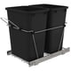 thumbnail image 1 of Rev-A-Shelf Bote de basura doble extraíble para gabinetes de cocina Contenedor de reciclaje de basura de 35 cuartos de galón y 12 galones con guías de extensión completa, negro, RV-18KD-18C S, 1 of 5