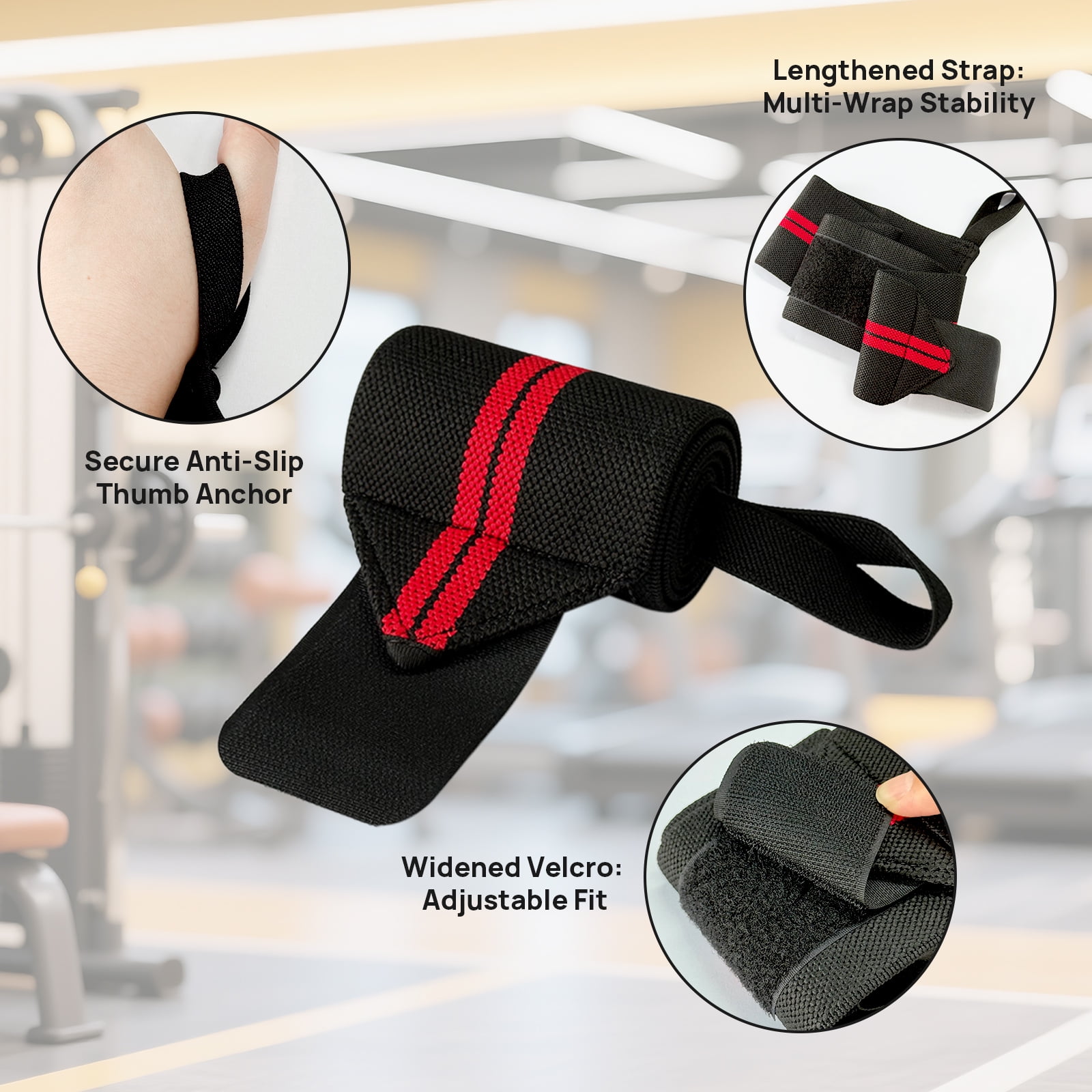Lockways Lifting Straps Sets for Weightlifting 25 In Lifting Straps and 23 In Wrist Straps for Gym Bodybuilding Strength Training 4 Pcs