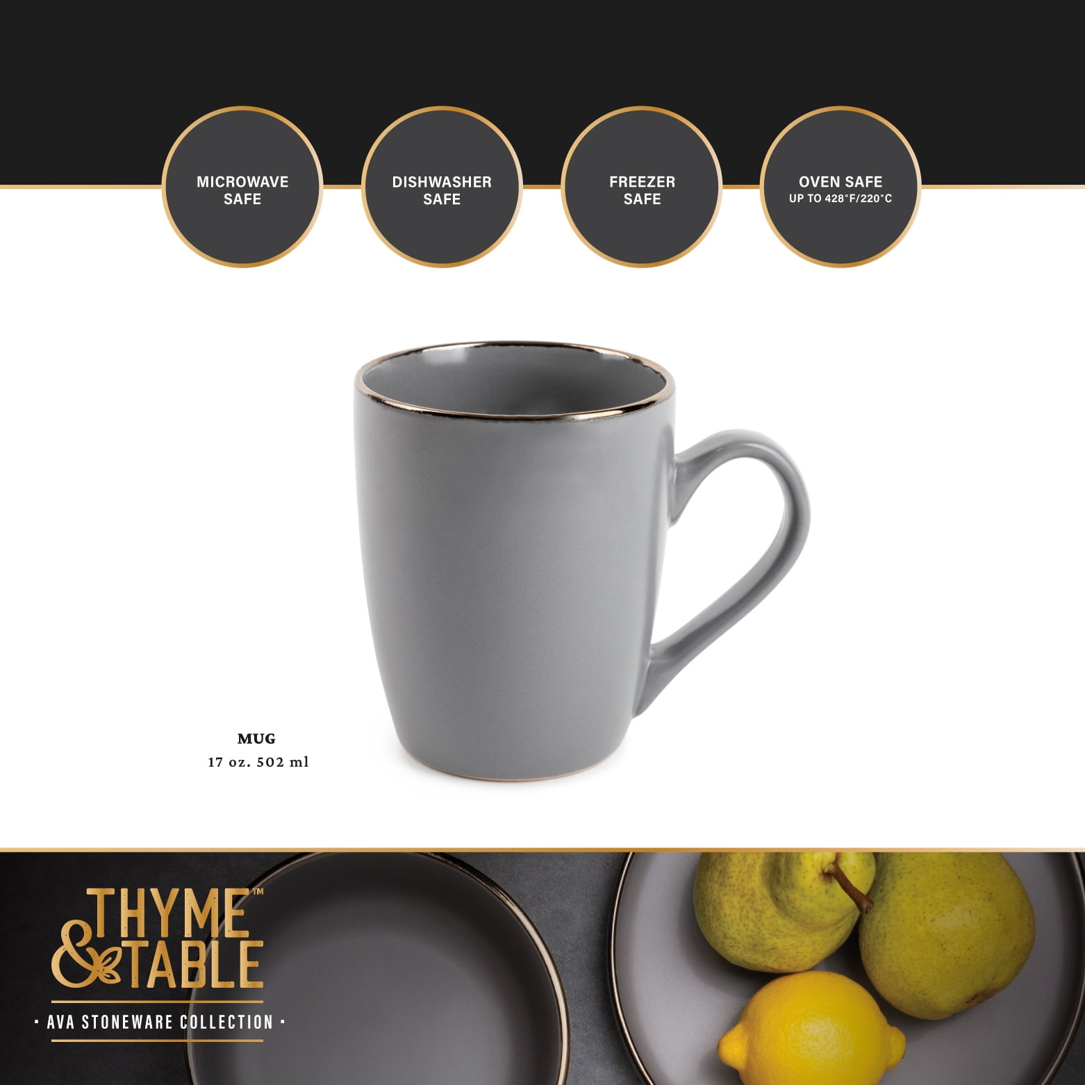 (2 pack) Thyme & Table Stoneware Mug, Ava Collection