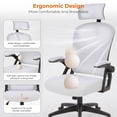 thumbnail image 4 of GASEE Ergonomic Office Chair, 400 LBS Computer Chairs with Adjustable Lumbar Support, Breathable Mesh Desk Chair Ergonomic with Thickened Cushion, Comfy Home Office Desk Chair,White, 4 of 10