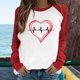 thumbnail image 1 of ICHUANYI Liquidación Mujer Primavera Patchwork Carta Impreso Manga Larga Cuello Redondo Casual Tee Tops ICHUANYI WER2023082203151, 1 of 6