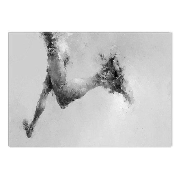 Startonight Canvas Wall Art Black and White Abstract Running Man, Dual View Surprise Artwork Modern Framed Ready to Hang Wall Art 100% Original Art Painting 23.62 X 35.43 inch