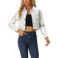 thumbnail image 1 of INSPIRE CHIC Women's Holographic Shiny Biker Button Down Metallic Jacket M Silver, 1 of 6