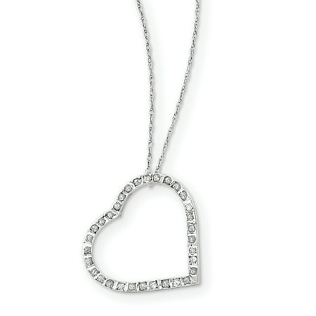 White Gold Heart Charm 14k White Gold Diamond Fascination 18 Inch Large Heart Chain Necklace Pendant Charm S/love Infinity Gifts For Women For Her ()