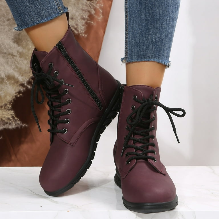 Wedge heel outlet combat boots