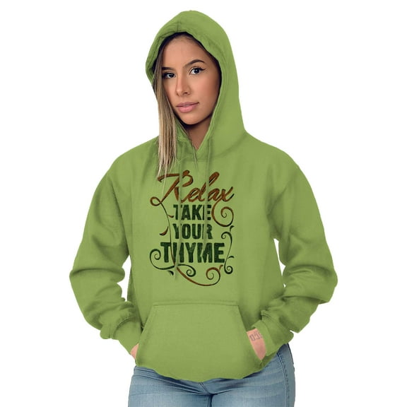 Relax Take Your Thyme Gardening Pun Hoodie Sweatshirt Women Brisco Brands S