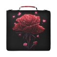 thumbnail image 2 of Glowing Red Rose Printed Zipper Binder with Handle&Shoulder Strap 2 inch 3 Ring 500+300 Sheet Capacity File Folder Organizer, 2 of 8
