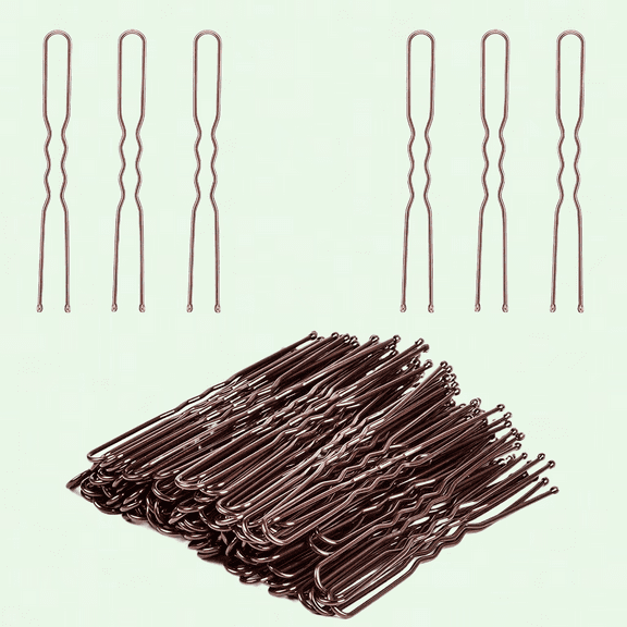 Hair Pins for Buns, 2.4 inch U Shaped Hair Pins Brown Hair Bun Pins for Women Girls with Storage Box