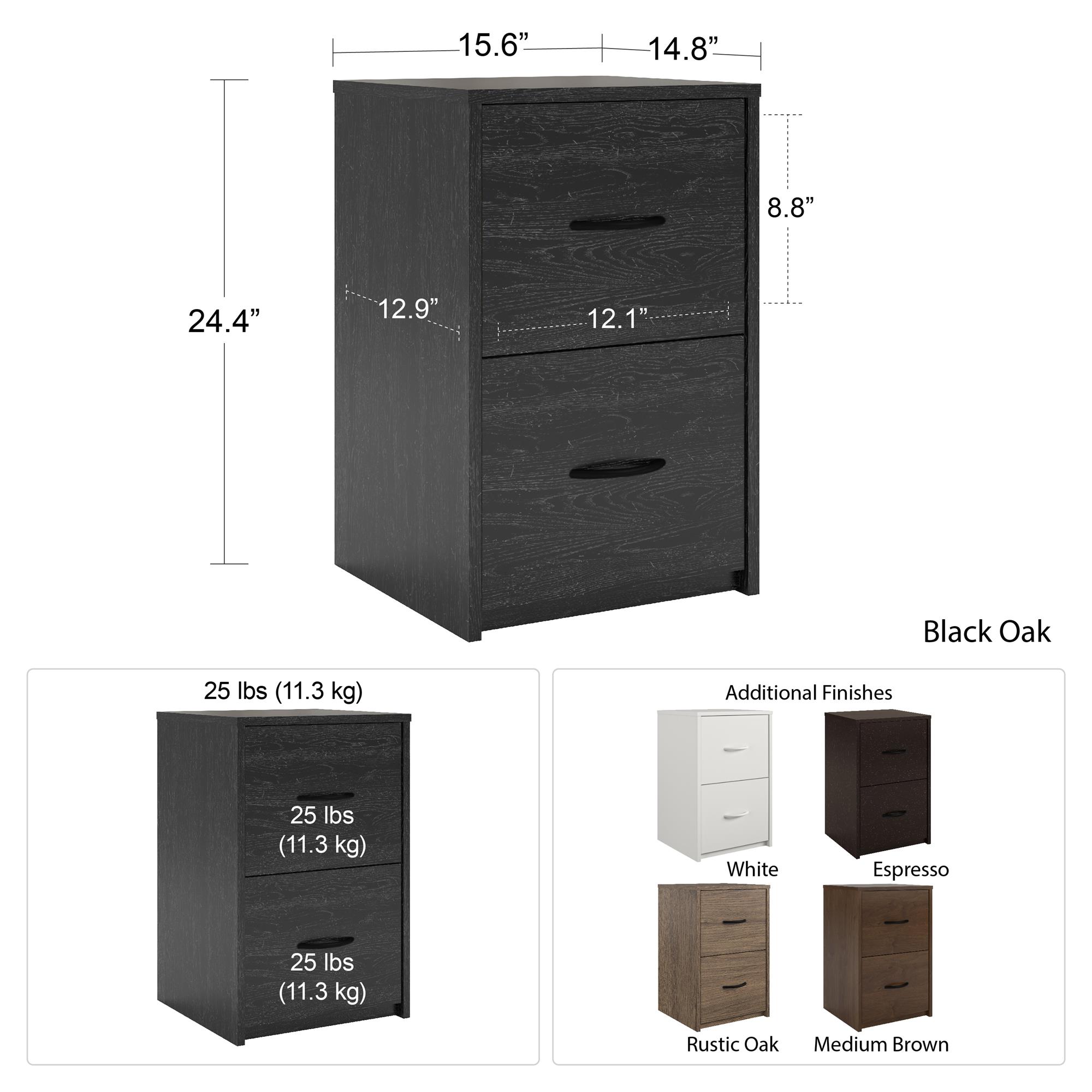 Ameriwood Home Core 2 Drawer File Cabinet, Black Oak - image 5 of 6