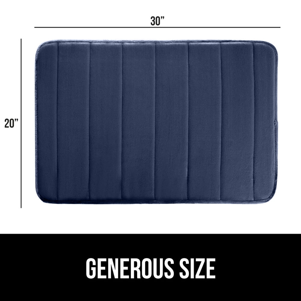 GORILLA GRIP Bathroom Rug, Soft Absorbent Memory Foam Shower Floor Mat, 30x20 Navy Blue