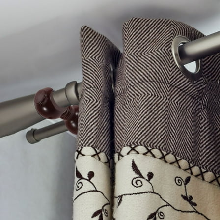 MLINS Curtain Rod Bracket Double-Slot Wood Curtain Rod Holder Wall Mounted Drapery Rod Support Bracket for Window Curtain Treatment