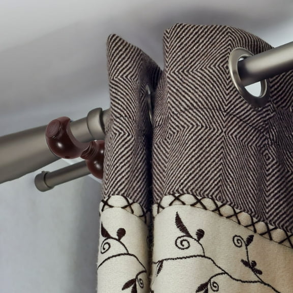 MLINS Curtain Rod Bracket Double-Slot Wood Curtain Rod Holder Wall Mounted Drapery Rod Support Bracket for Window Curtain Treatment