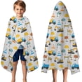 thumbnail image 3 of Cartoon Construction Vehicles Road Signs Hooded Bath Towel，50"x30" for Ages 3 To 12 Kids, Quick Dry Lightweight Soft Microfiber Hood Beach Towel Cover Up for Kids, 3 of 7