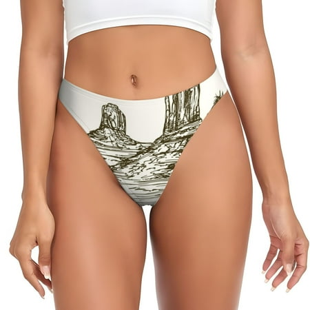 Adobk Wild West Desert With Cowboy Print Seamless Women Underwear Thongs No Show Ladies Thong No Line Breathable Comfortable Panties Undies for Women-X-Large
