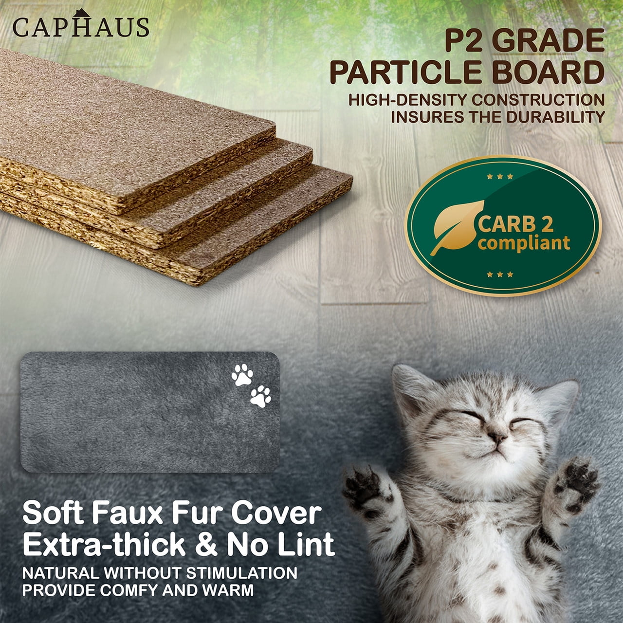 CAPHAUS Tall Cat Tree for Indoor Cats, Modern Cute 58-Inch Cat Climbing Play Tower with Top Perch for Large Cats Kittens, Multi-Level Cat Activity Tree w Scratching Posts, Hammock, Cat Cave Condo