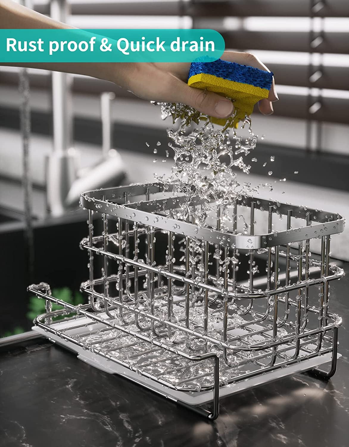 Handy Housewares Kitchen Sink Caddy Dish Soap Scrubber Sponge Holder Basket  with Suction Cups - White - Bed Bath & Beyond - 32570749