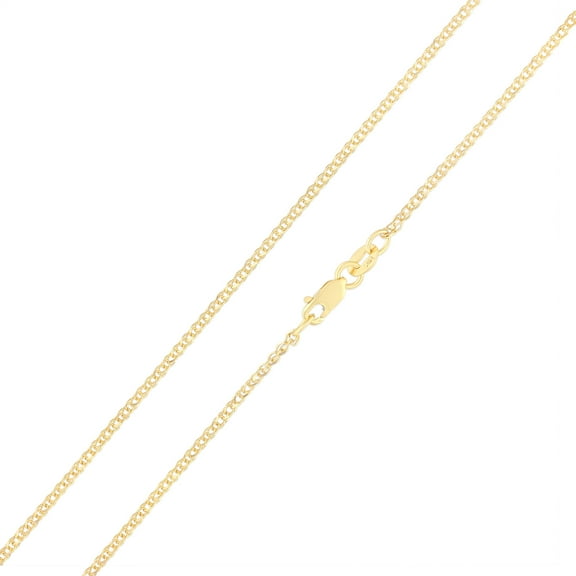 Ioka - 14K Yellow OR White Solid Gold 1.4mm Flat Open Wheat Chain Necklace with Lobster Clasp