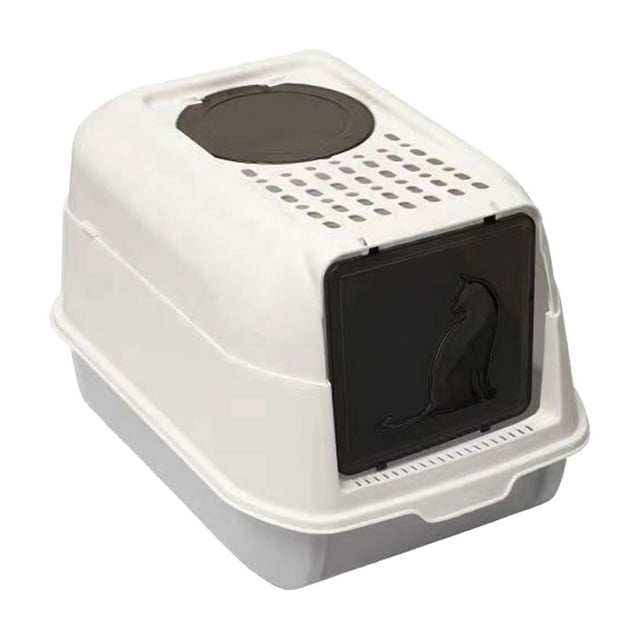 GROWTH TANK Enclosed Cat Litter Box Kitten Litter box Litter Tray Foldable Large Detachable Gray