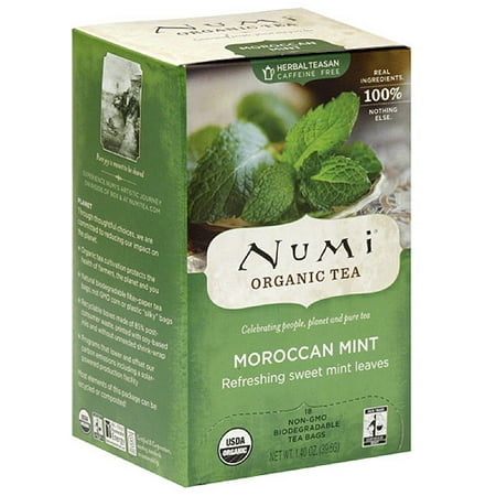 Numi Black Organic Tea - Numi Organic Moroccan Mint Black Tea Bags, 18 count, (Pack of 6)