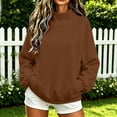 thumbnail image 2 of Women Mock Neck Raglan Sweatshirt Sevevn Long Sleeve Side Pocket Solid Oversized Casual Pullover Tops, 2 of 9