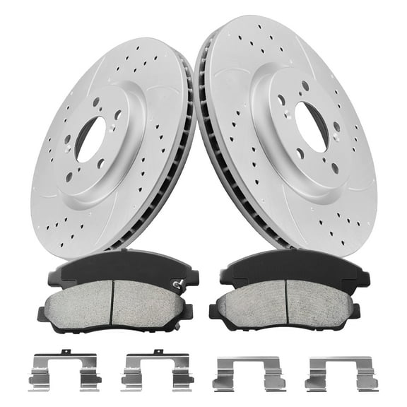 Aurogenix Front Brakes and Rotors, Compatible With 2009-2015 Honda Pilot, 2007-2013 Acura MDX,Anti-Rust Geomet Coated Brake Kit, Drilled Brake Rotors & Ceramic Brake Pads, 329.8mm(13in)