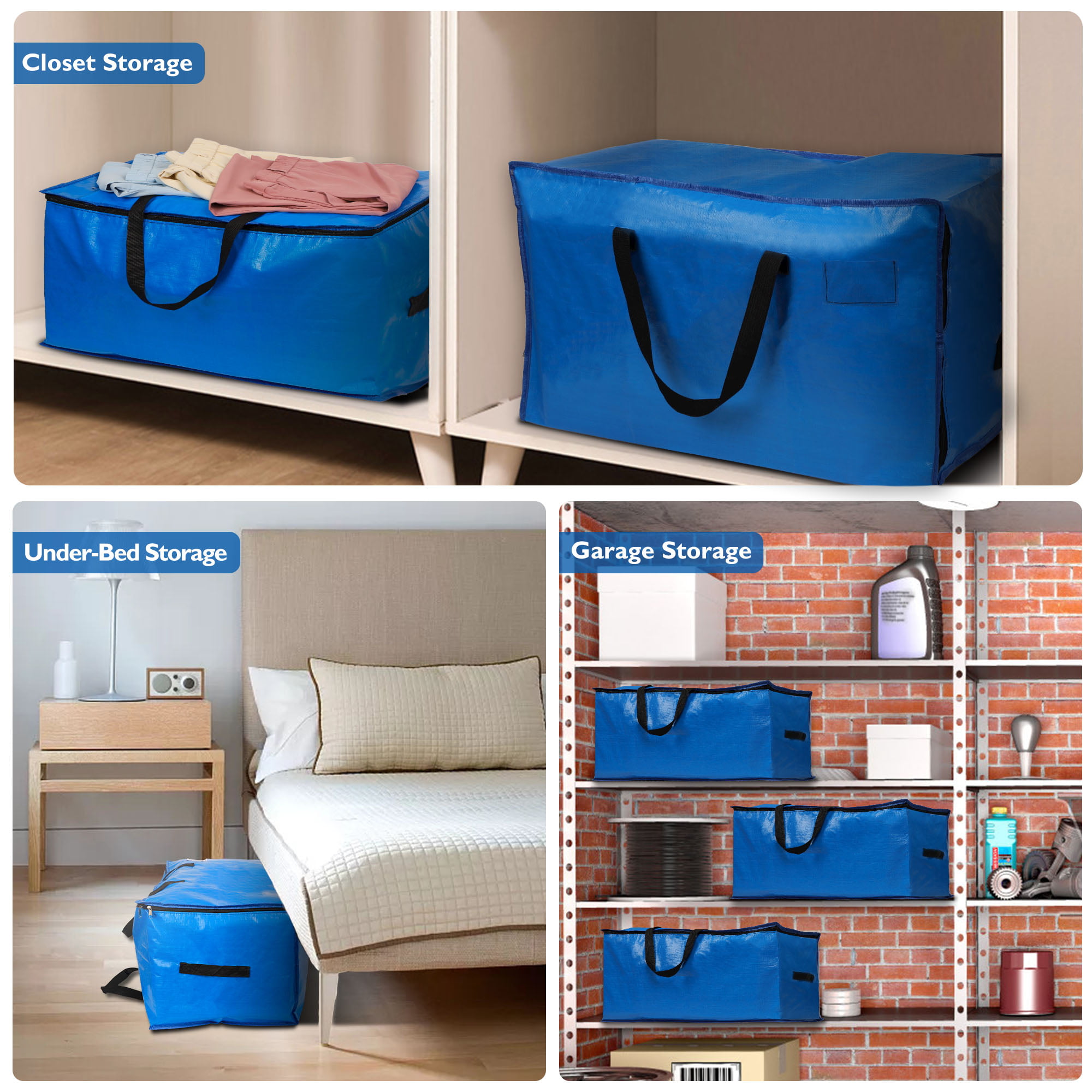 Kowaku Heavy Duty Large Moving Bags Multipurpose Storage Bags for Dorm Bedroom, Blue