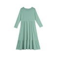 thumbnail image 4 of XADYUY Maxi Dresses for Girls 10-12 Casual A-Line Long Sleeve Girls Long Dresses Solid Color Crew Neck Sundresses Basic Tiered Dresses with Pockets,Mint Green, 4 of 5