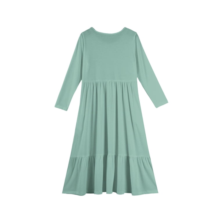 YOUYEDIAN Dresses for Toddler Girls Petite Long Sleeve Long Dress Fall  Elegant Princess Dresses Casual a Line Dresses Mint Green 10-11 Years -  Walmart.com