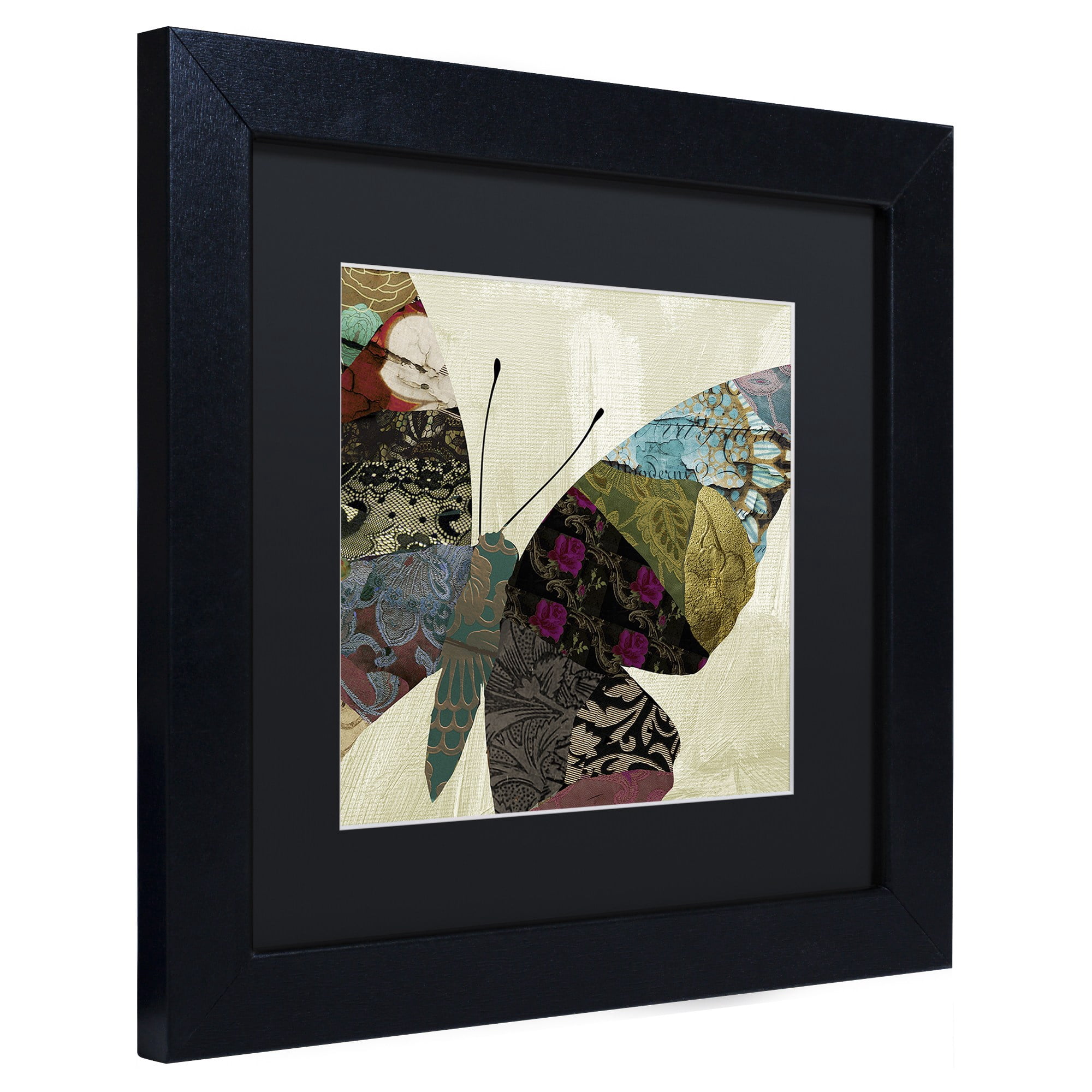 Trademark Fine Art "Butterfly Brocade IV" Canvas Art by Color Bakery Black Matte, Black Frame