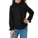 thumbnail image 1 of Camisa de manga larga con cuello alto para niñas, de color liso, versátil, con encaje plisado, para desplazamientos diarios, para niñas, top de manga larga con cuello alto, top de poliéster para niños, 1 of 6