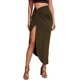 thumbnail image 1 of Falda midi sexy de cintura alta con abertura lateral y abertura asimétrica para mujer Verde M Verde M Xishao ropa, 1 of 2