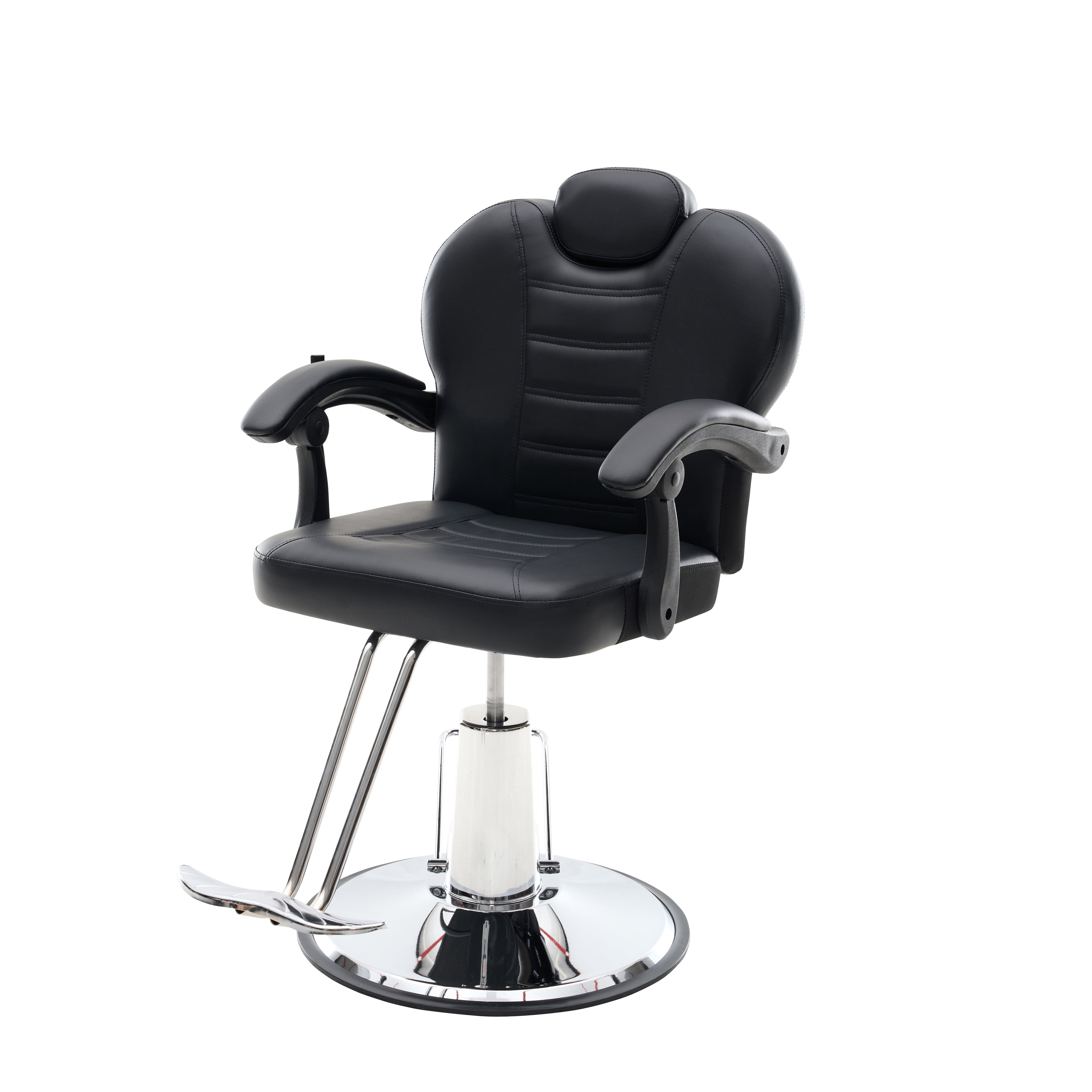 90 to 150-Degree Reclining Barber Chair with Hydraulic Pump and 360 Swivel, Heavy-Duty Salon Styling Chair with PU Leather and 400 lb Capacity, Black