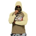 thumbnail image 2 of Men's US 250th Anniversary Hoodie with Built-in Face Mask and Raglan Sleeves Featuring Patriotic Graphic for Independence Day Celebration Fishing Hiking or Outdoor Work Brown L, 2 of 6